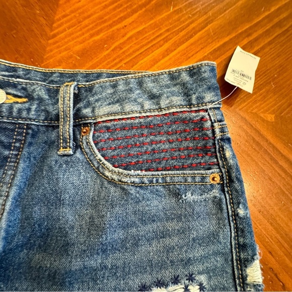 Old Navy OG Short Button Fly Hi Rise Patriotic Embellished Jean Shorts Size 10 - Picture 9 of 16
